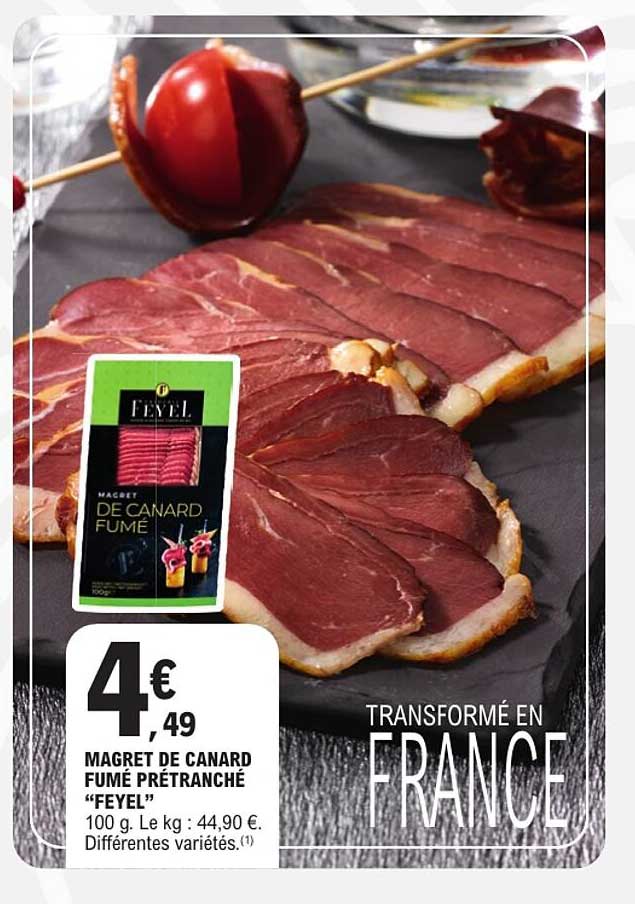 Magret de canard fumé prétranché "FEYEL"