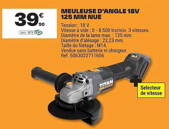 MEULEUSE D'ANGLE 18V 125 MM NUE
