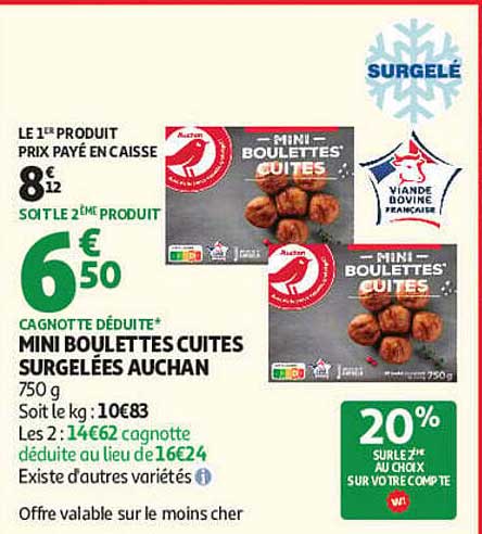 MINI BOULETTES CUITES SURGELÉES AUCHAN