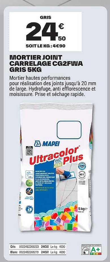 MORTIER JOINT CARRELAGE CG2FWA GRIS 5KG