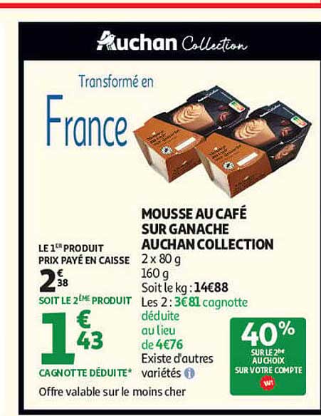 MOUSSE AU CAFÉ SUR GANACHE AUCHAN COLLECTION