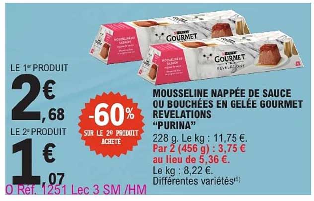 MOUSSELINE NAPPÉE DE SAUCE OU BOUCHÉES EN GELÉE GOURMET REVELATIONS “PURINA”