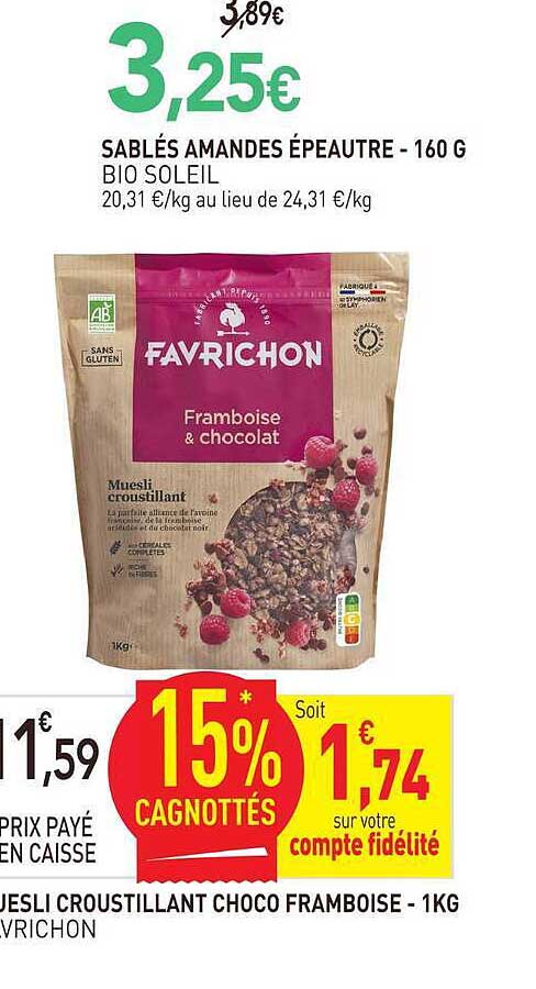 MUESLI CROUSTILLANT CHOCO FRAMBOISE - 1KG FAVORICHON