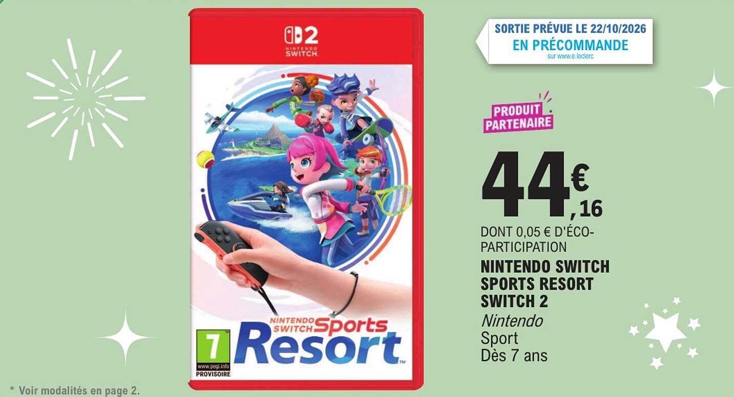 NINTENDO SWITCH SPORTS RESORT SWITCH 2