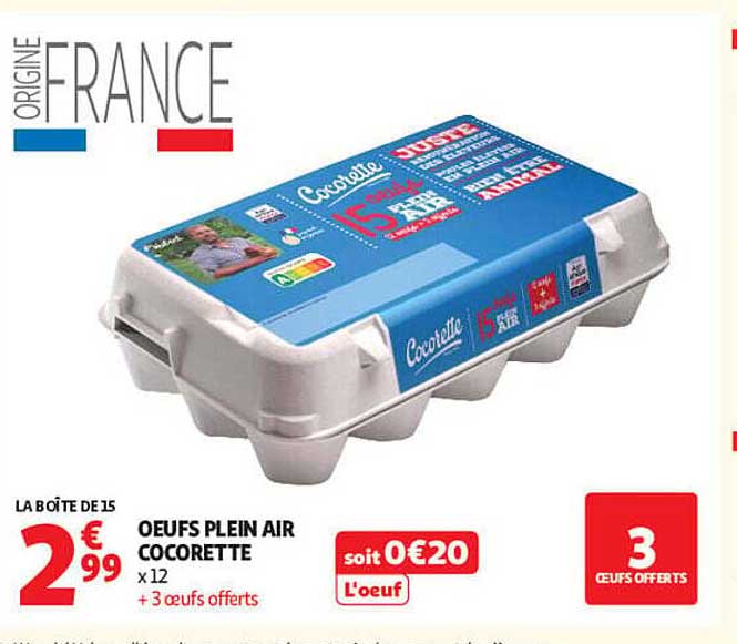 OEUFS PLEIN AIR COCOTTE x12 + 3 oeufs offerts