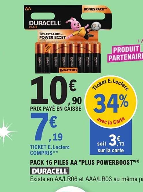 PACK 16 PILES AA "PLUS POWERBOOST" DURACELL
