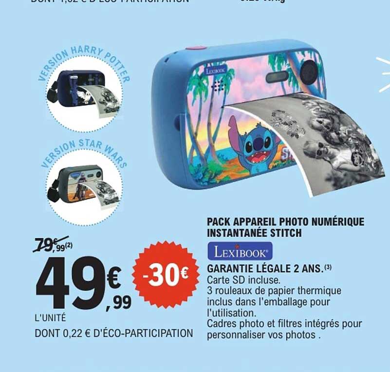PACK APPAREIL PHOTO NUMÉRIQUE INSTANTANÉE STITCH