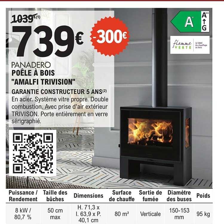 PANADERO POÊLE À BOIS "AMALFI TRIVISION"