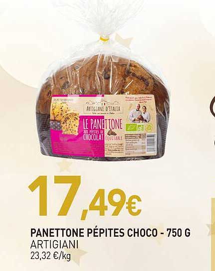 PANETTONE PÉPITES CHOCO - 750 G ARTIGIANI