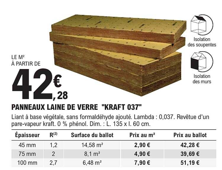 Panneaux laine de verre "KRAFT 037"