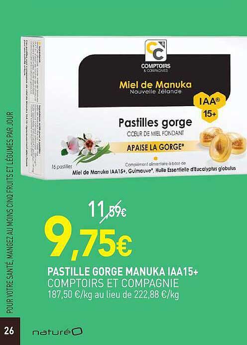 PASTILLE GORGE MANUKA IAA15+ COMPTOIRS ET COMPAGNIE