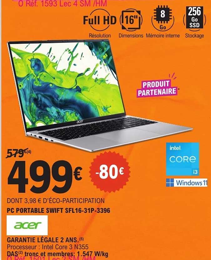 PC PORTABLE SWIFT SFL16-31P-3396
