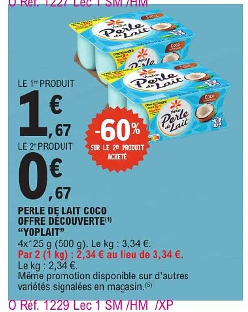 PERLE DE LAIT COCO OFFRE DÉCOUVERTE «YOPLAIT»