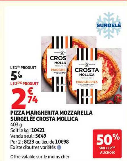 PIZZA MARGHERITA MOZZARELLA SURGELÉE CROSTA MOLLICA