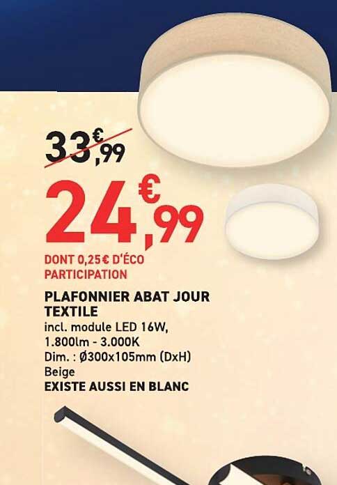 PLAFONNIER ABAT JOUR TEXTILE