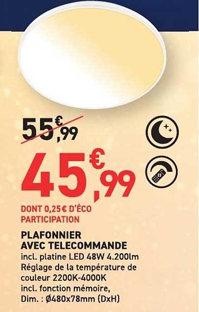 PLAFONNIER AVEC TELECOMMANDE