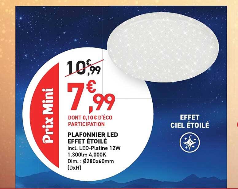 Plafonnier LED effet étoilé