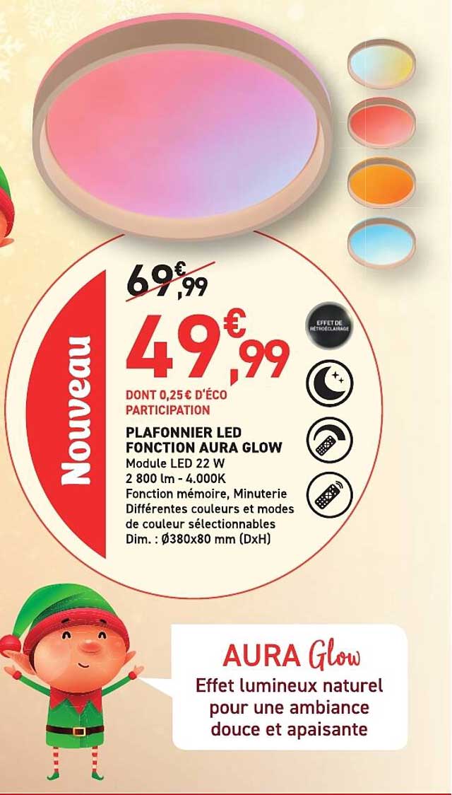 PLAFONNIER LED FONCTION AURA GLOW