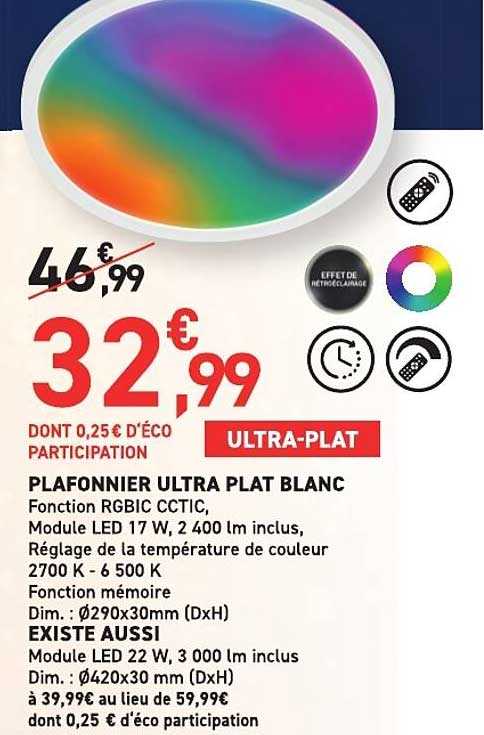 PLAFONNIER ULTRA PLAT BLANC