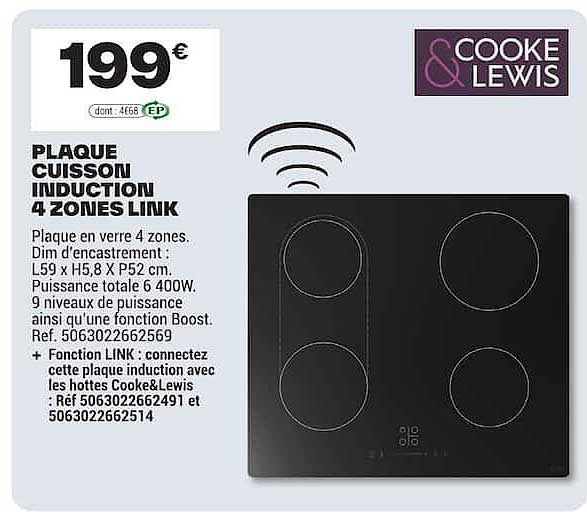 PLAQUE CUISSON INDUCTION 4 ZONES LINK