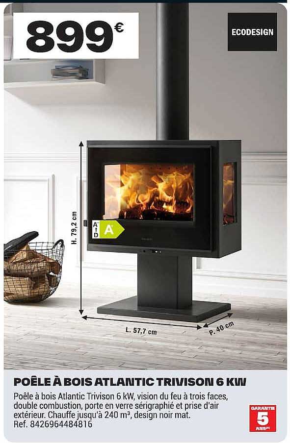 POÊLE À BOIS ATLANTIC TRIVISON 6 KW