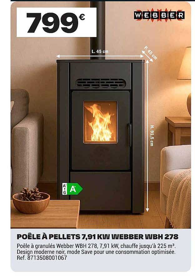 POÊLE À PELLETS 7,91 KW WEBBER WBH 278