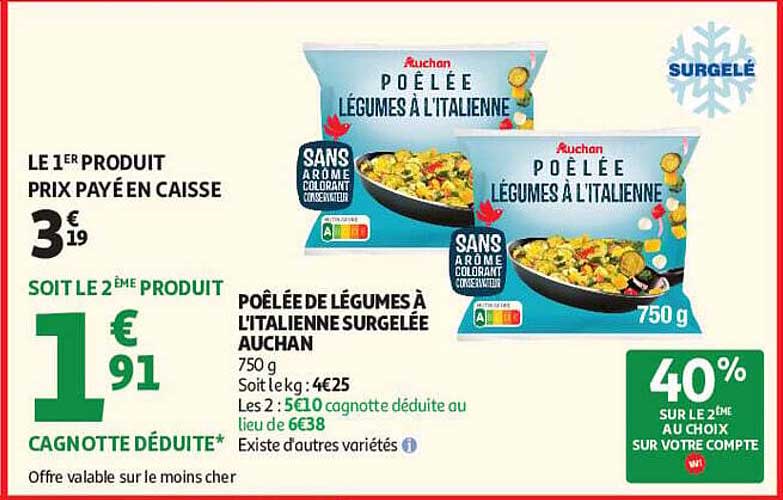 POÊLÉE DE LÉGUMES À L’ITALIENNE SURGELÉE AUCHAN
