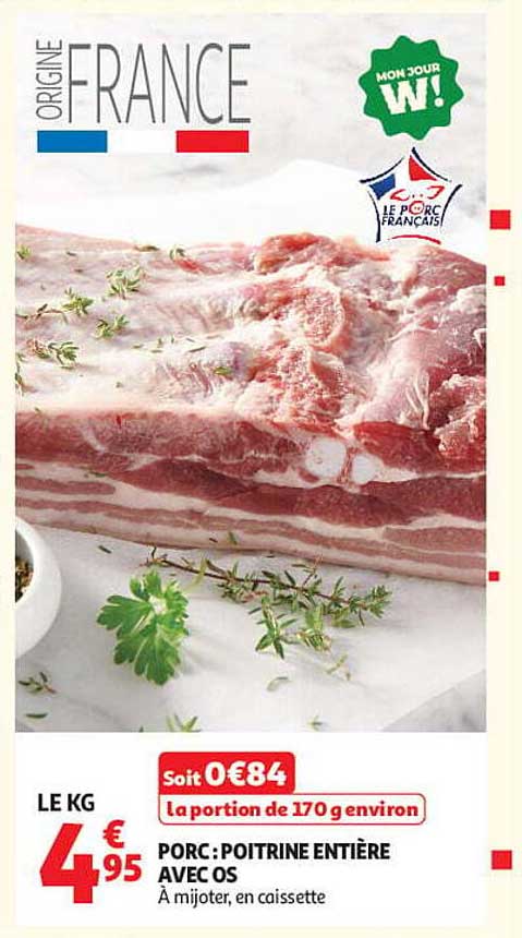 PORC : POITRINE ENTIÈRE AVEC OS
