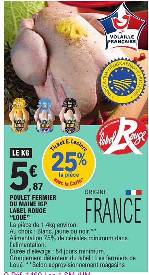 POULET FERMIER DU MAINE IGP LABEL ROUGE "LOUÉ"