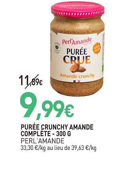 PURÉE CRUNCHY AMANDE COMPLÈTE - 300 G PERL'AMANDE