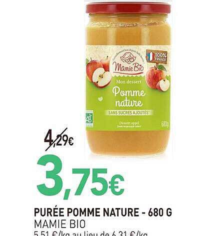 PURÉE POMME NATURE - 680 G MAMIE BIO