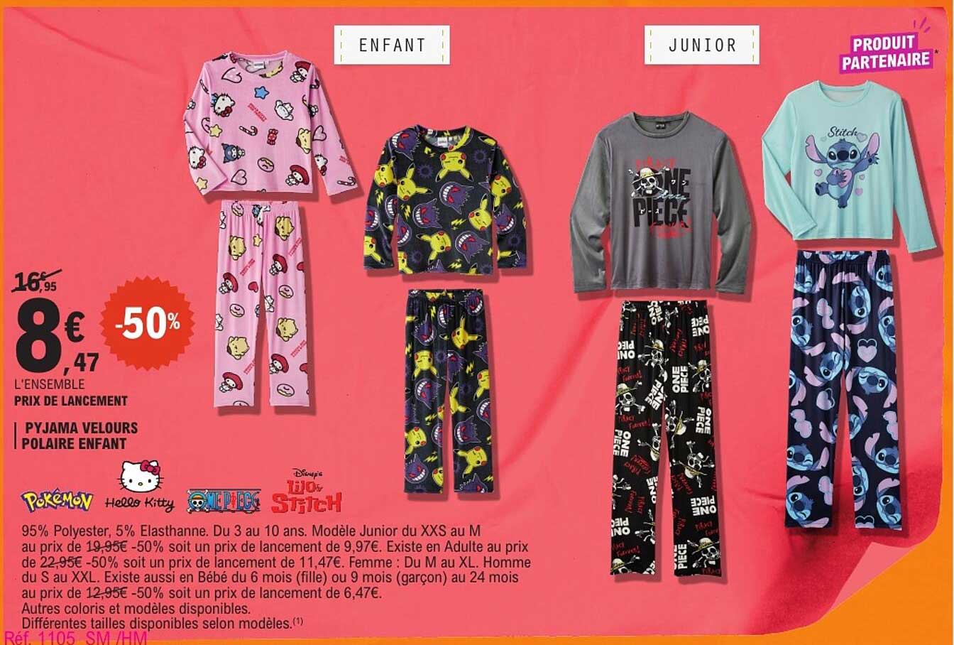 PYJAMA VELOURS POLAIRE ENFANT