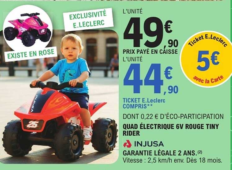 QUAD ÉLECTRIQUE 6V ROUGE TINY RIDER