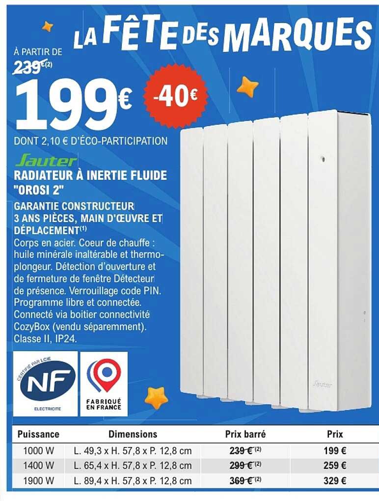 RADIATEUR À INERTIE FLUIDE "OROSI 2"