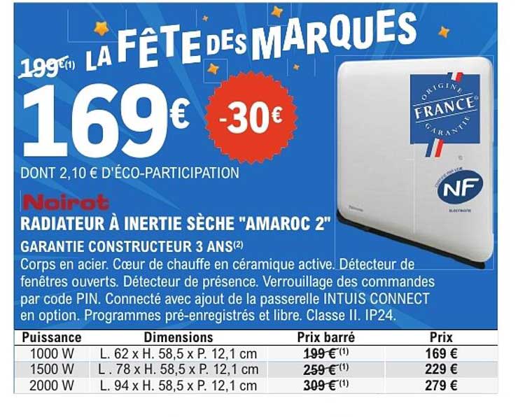 RADIATEUR À INERTIE SÈCHE "AMAROC 2"