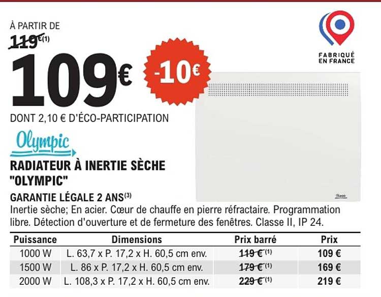 RADIATEUR À INERTIE SÈCHE "OLYMPIC"