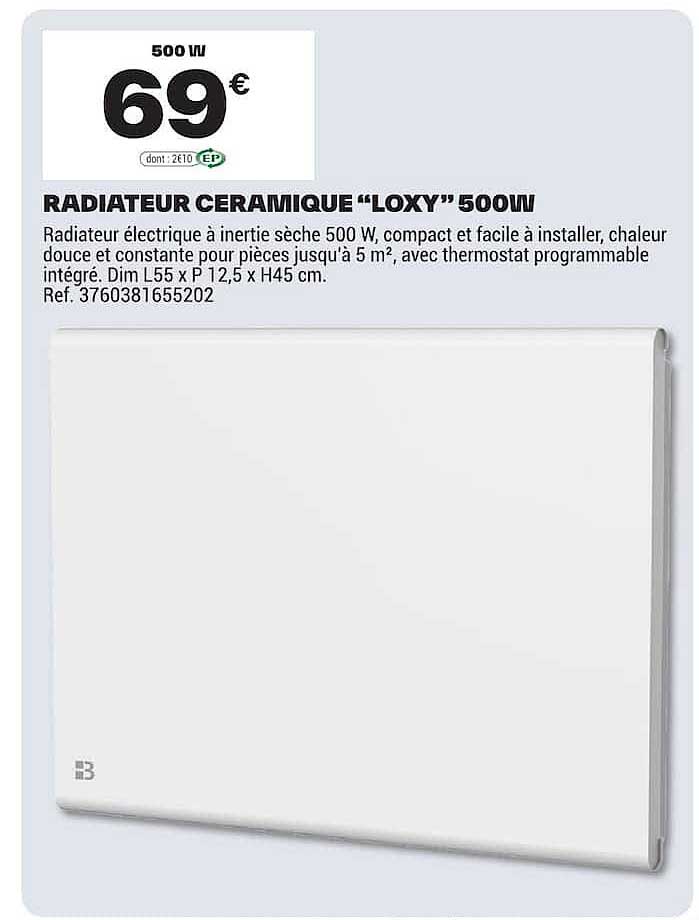 RADIATEUR CERAMIQUE “LOXY” 500W