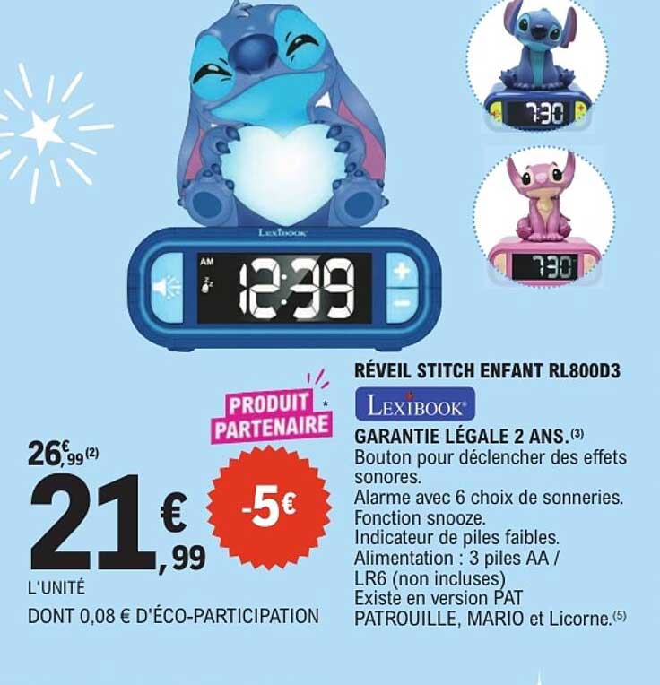 RÉVEIL STITCH ENFANT RL800D3