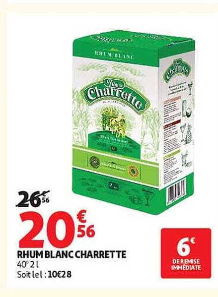 RHUM BLANC CHARRETTE 40° 2 l Soit le l : 10€28
