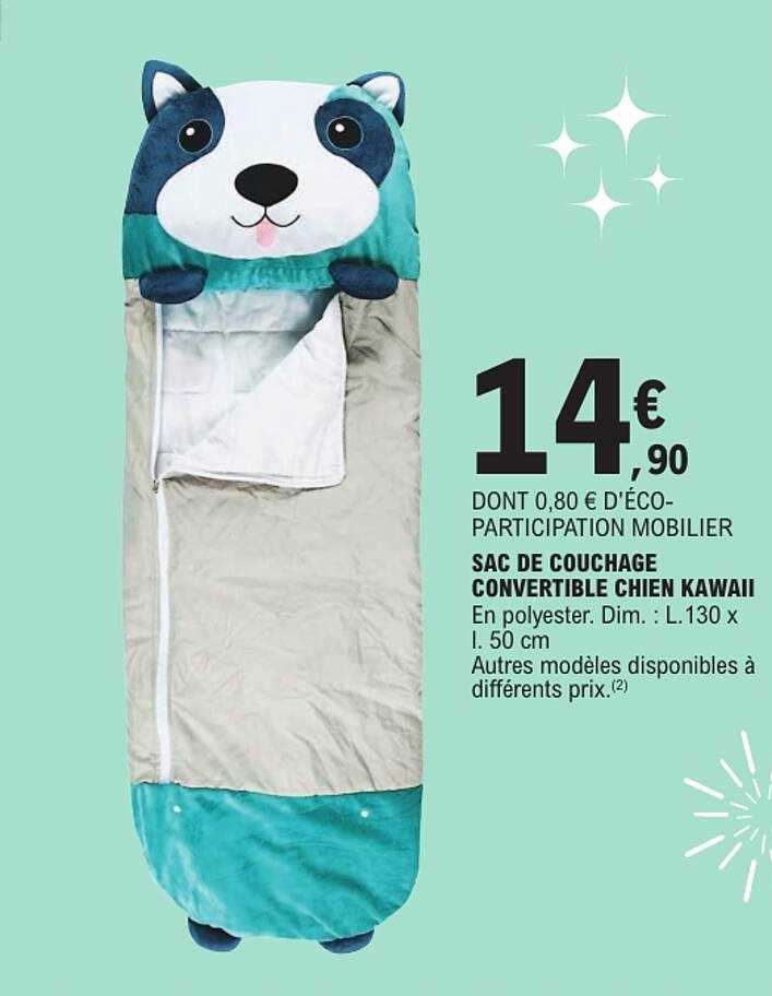 SAC DE COUCHAGE CONVERTIBLE CHIEN KAWAII