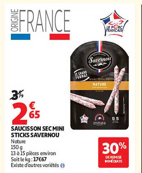SAUCISSON SEC MINI STICKS SAVERNOU