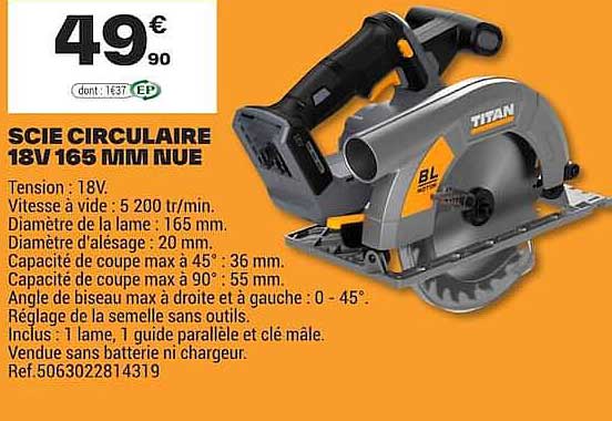 SCIE CIRCULAIRE 18V 165 MM NUE