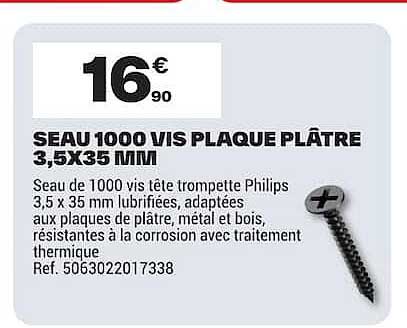 SEAU 1000 VIS PLAQUE PLÂTRE 3,5X35 MM