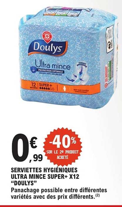 SERVIETTES HYGIÉNIQUES ULTRA MINCE SUPER+ X12 “DOULYS”