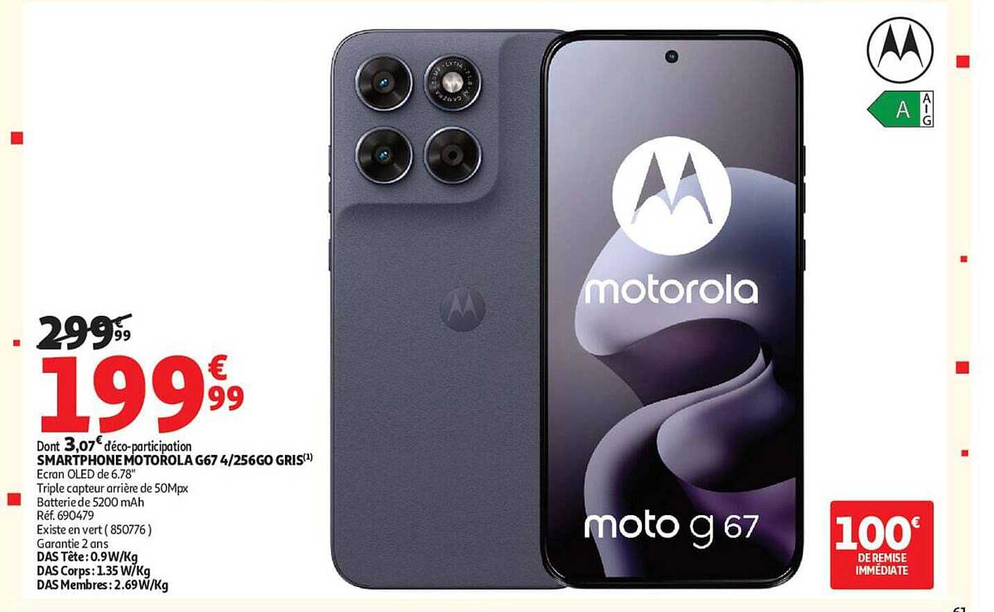 SMARTPHONE MOTOROLA G67 4/256GO GRIS