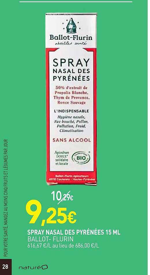 SPRAY NASAL DES PYRÉNÉES 15 ML BALLOT-FLURIN