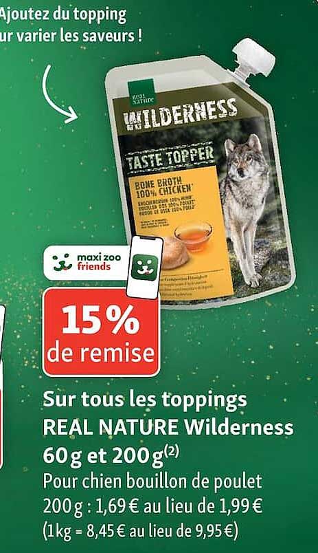 Sur tous les toppings REAL NATURE Wilderness 60 g et 200 g