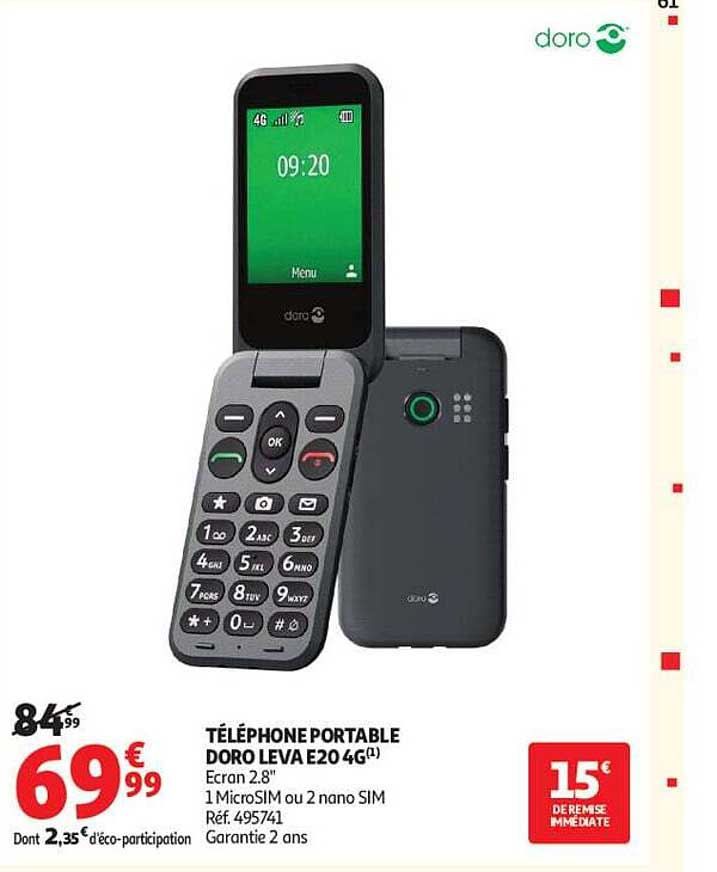 TÉLÉPHONE PORTABLE DORO LEVA E20 4G(I)