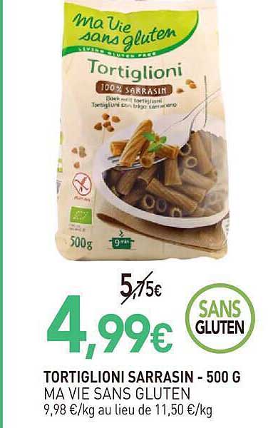 TORTIGLIONI SARRASIN - 500 G MA VIE SANS GLUTEN