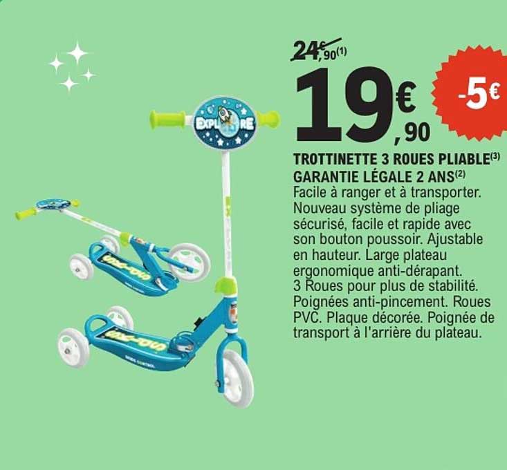 TROTTINETTE 3 ROUES PLIABLE GARANTIE LÉGALE 2 ANS